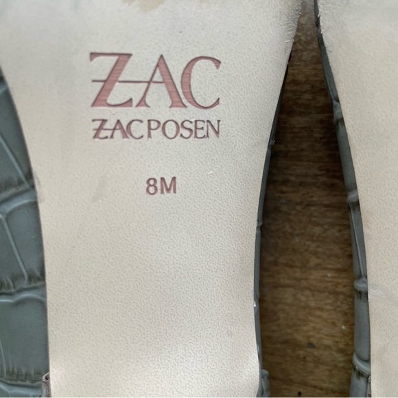 Zac Posen Tan Leather Reptile Print Slingback Point Toe Kitten Heels size 8 - Picture 7 of 12